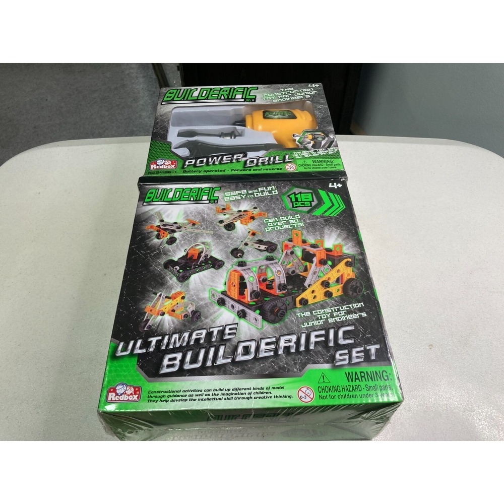 Builderific Ultimate Set Toy Construction Set Power Drill and 118 Piece Set